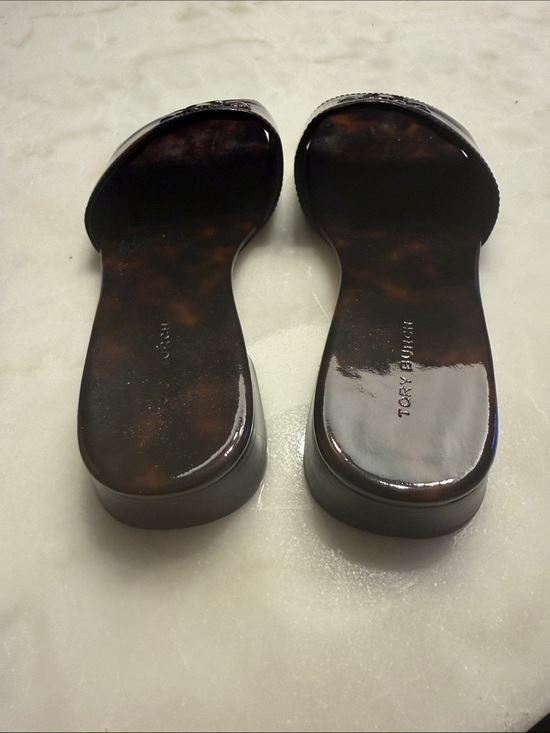 Tory Burch Dark Brown Patent Logo Slide main image 3